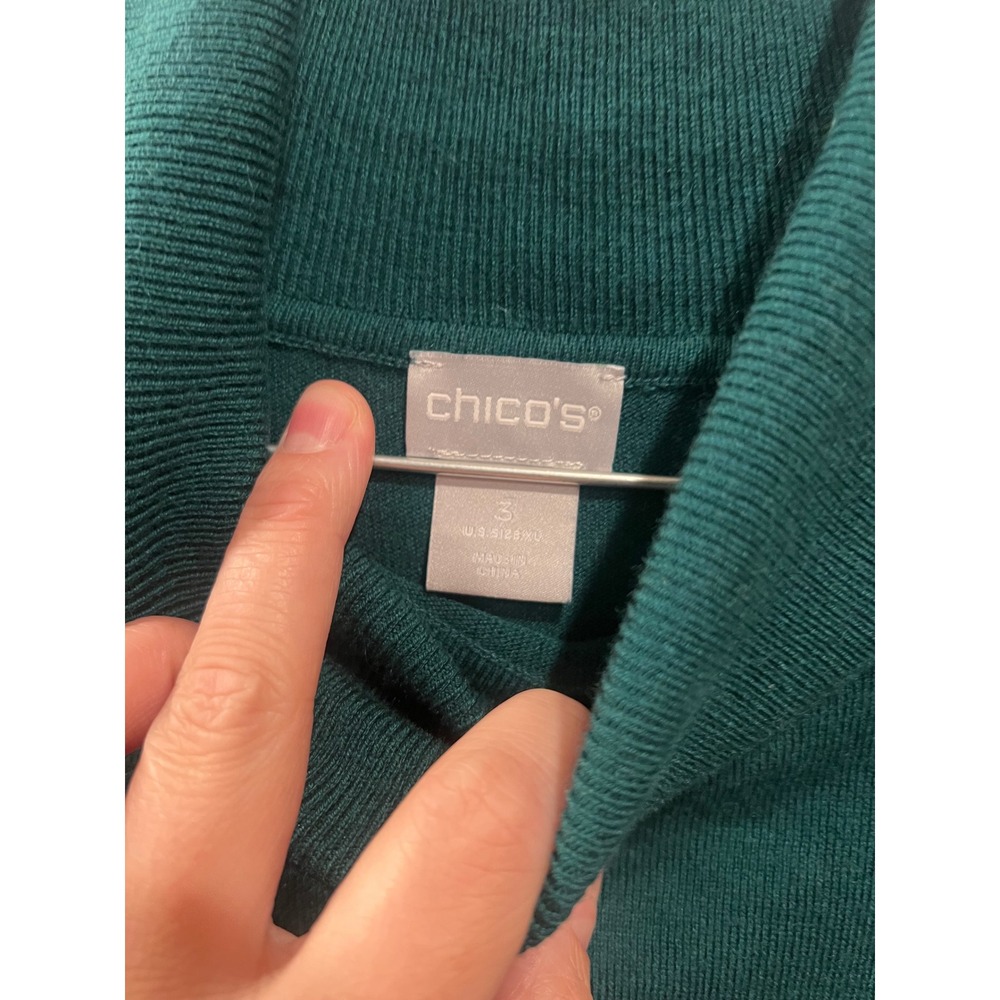 Chico's Womens‎ Sweater Asymmetrical Sharkbite Hem Teal Green Size 3 XL